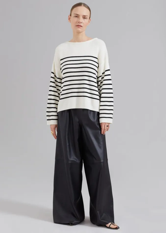 The Frankie Shop Sydney Wide Leather Pants 8211 Black Women Clothing