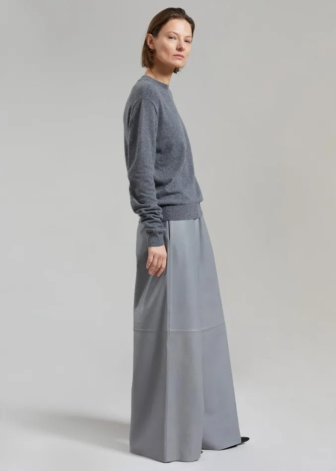 The Frankie Shop Sydney Wide Leather Pants 8211 Grey Women Clothing