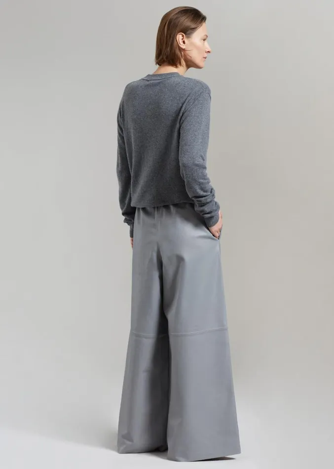 The Frankie Shop Sydney Wide Leather Pants 8211 Grey Women Clothing