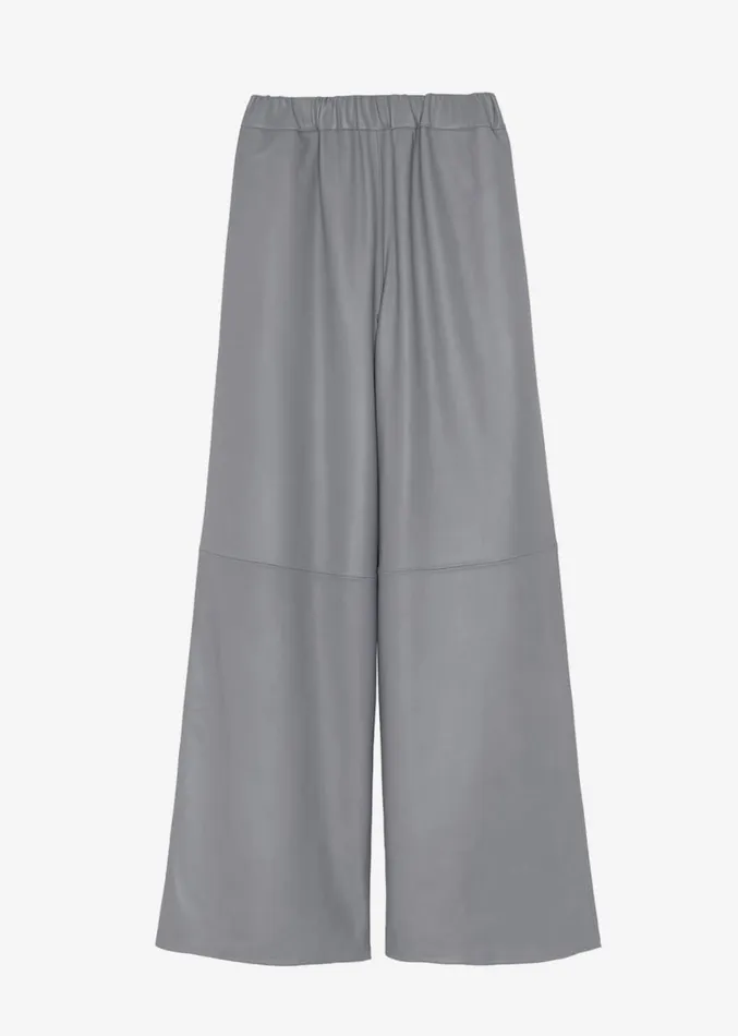 The Frankie Shop Sydney Wide Leather Pants 8211 Grey Women Clothing