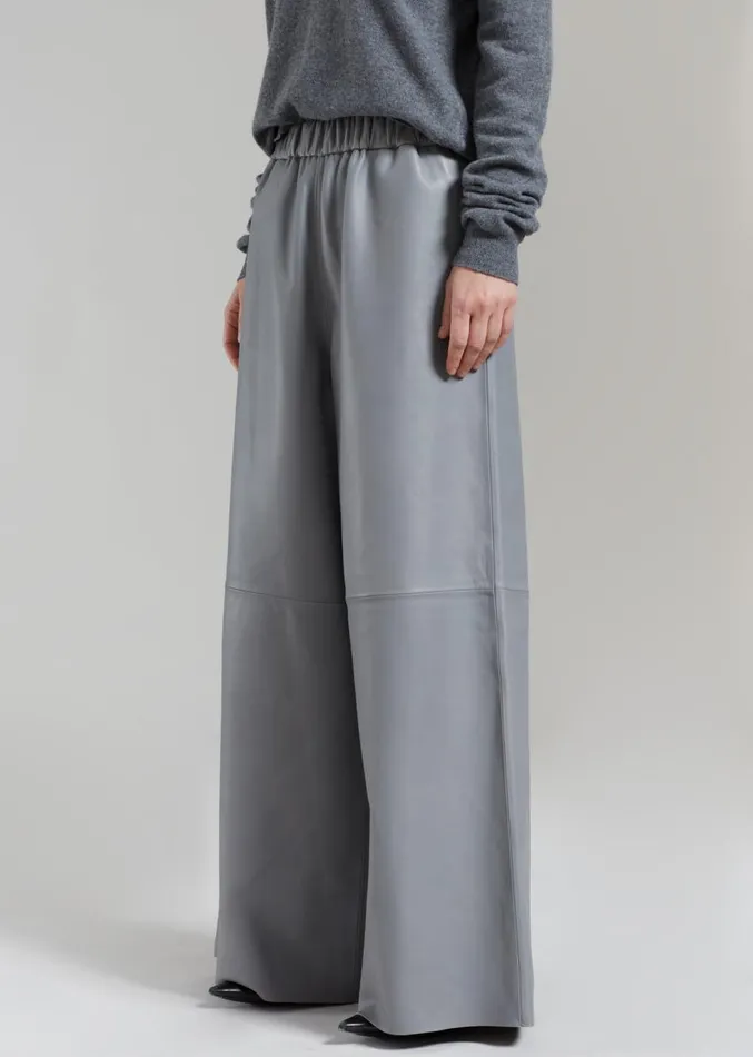 The Frankie Shop Sydney Wide Leather Pants 8211 Grey Women Clothing