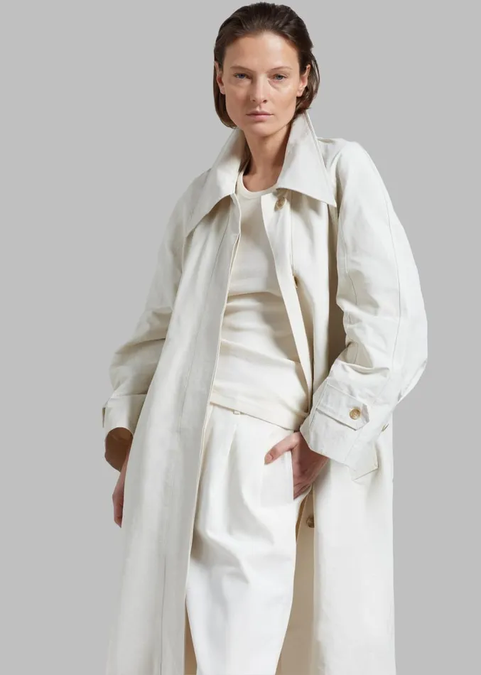 The Frankie Shop Tal Trench Coat 8211 Cream Women Clothing