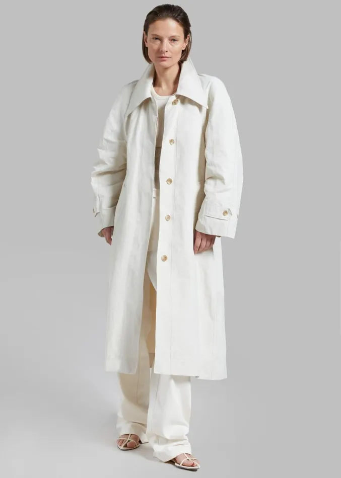 The Frankie Shop Tal Trench Coat 8211 Cream Women Clothing