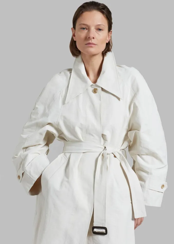 The Frankie Shop Tal Trench Coat 8211 Cream Women Clothing