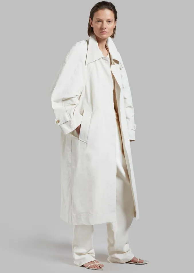 The Frankie Shop Tal Trench Coat 8211 Cream Women Clothing