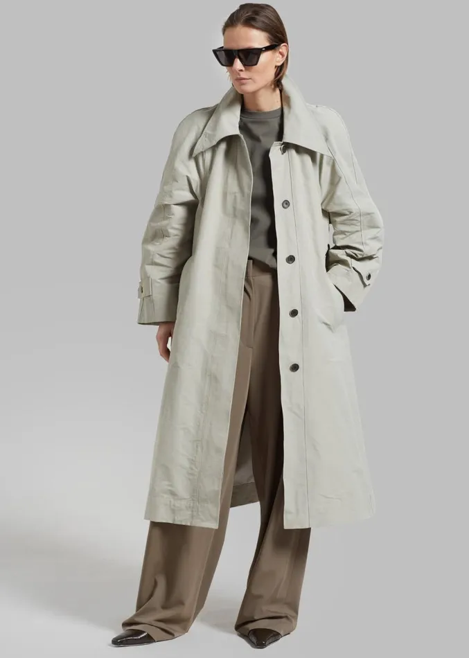 The Frankie Shop Tal Trench Coat 8211 Pale Khaki Women Outerwear