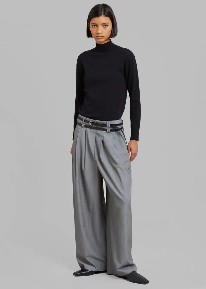 The Frankie Shop Tammi Wide Pants 8211 Grey Women Clothing