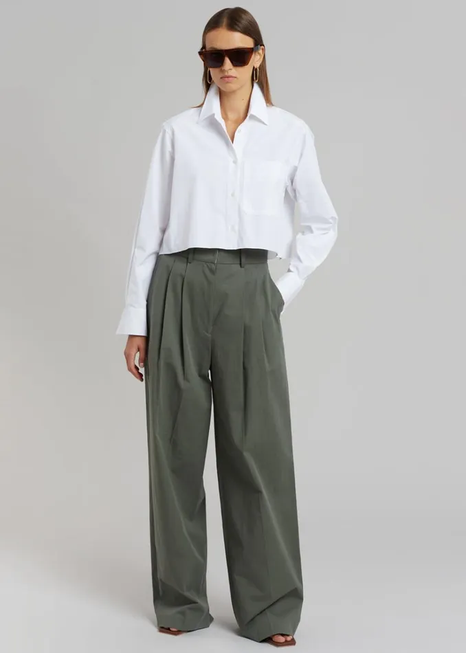The Frankie Shop Tansy Cotton Pants 8211 Olive Women Clothing