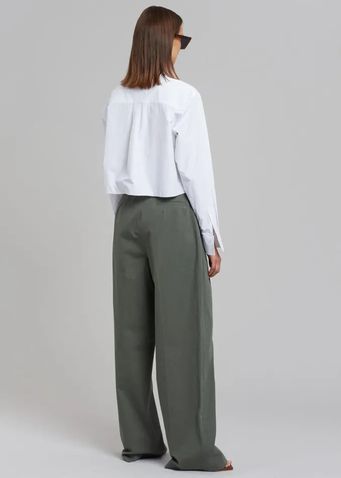 The Frankie Shop Tansy Cotton Pants 8211 Olive Women Clothing