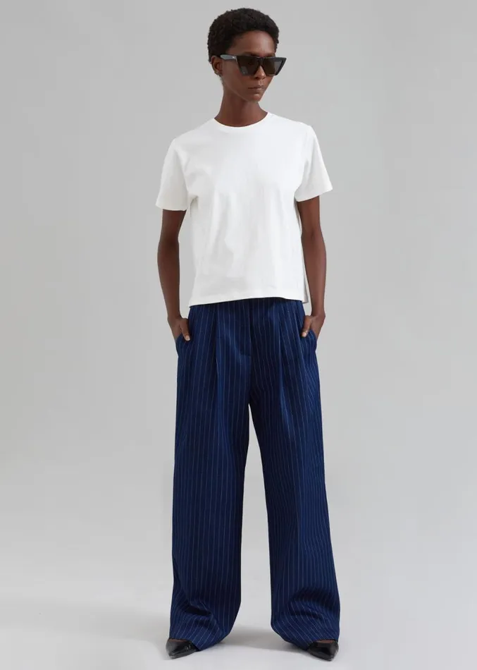 The Frankie Shop Tansy Denim Pants 8211 Navy Pinstripe Women Clothing