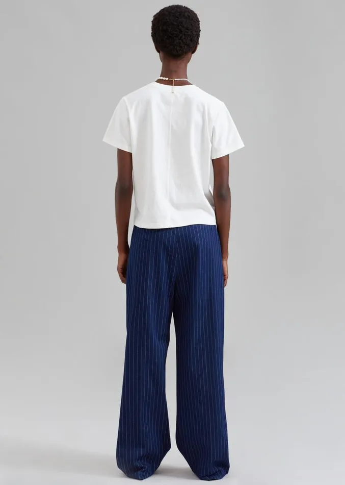 The Frankie Shop Tansy Denim Pants 8211 Navy Pinstripe Women Clothing