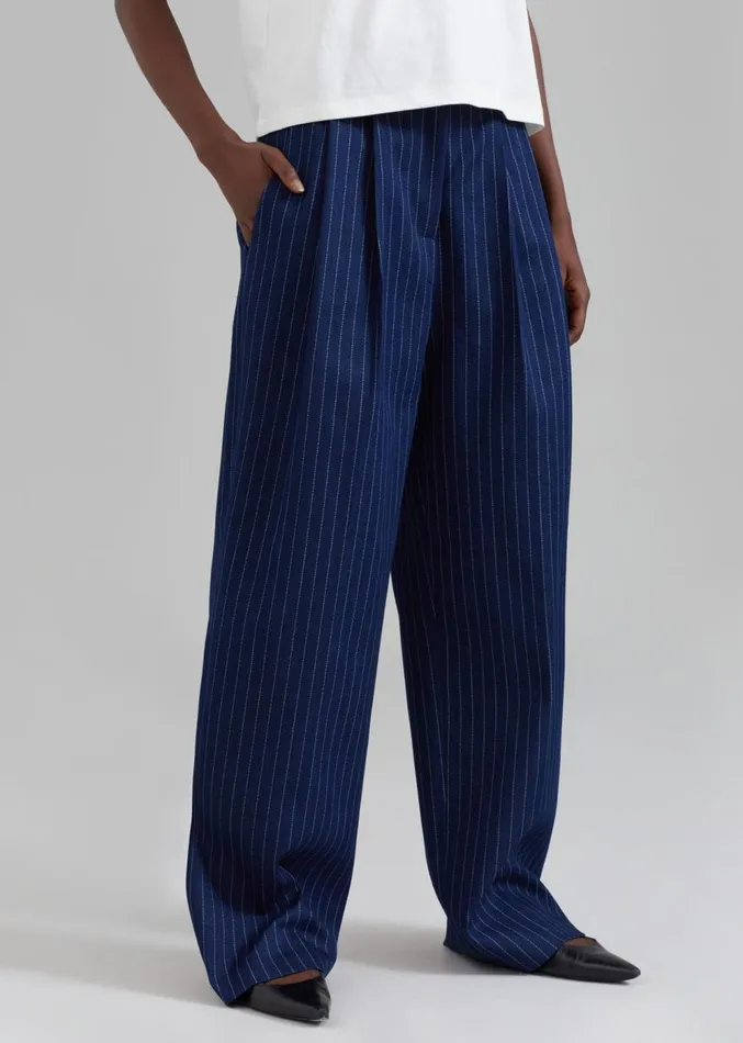 The Frankie Shop Tansy Denim Pants 8211 Navy Pinstripe Women Clothing