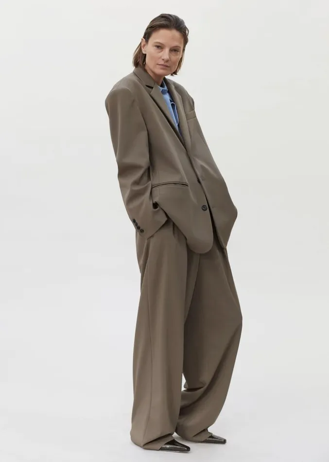 The Frankie Shop Tansy Pleated Trousers 8211 Olive Women Clothing