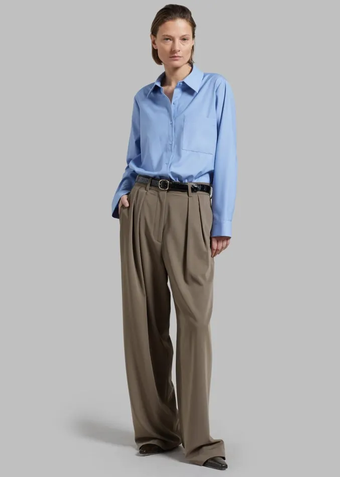 The Frankie Shop Tansy Pleated Trousers 8211 Olive Women Clothing