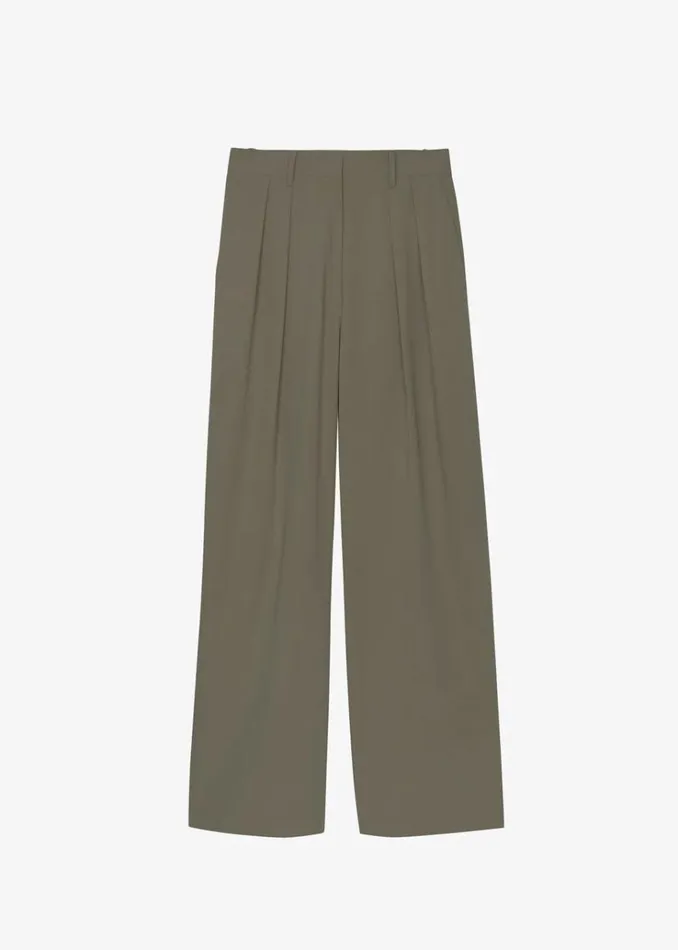 The Frankie Shop Tansy Pleated Trousers 8211 Olive Women Clothing