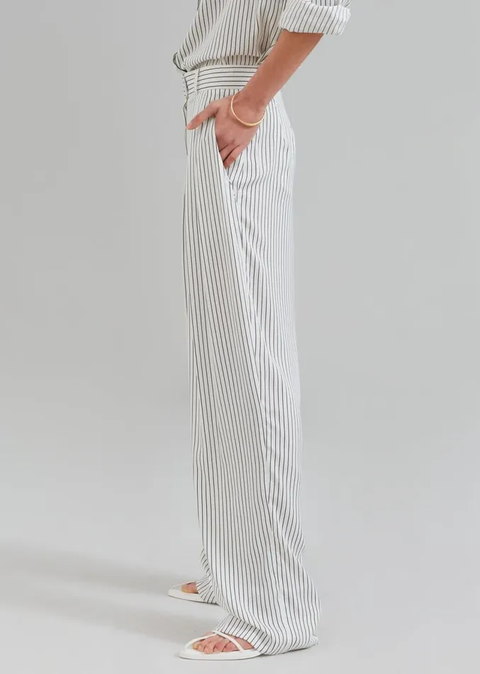 The Frankie Shop Tansy Satin Pants 8211 White Pinstripe Women Clothing