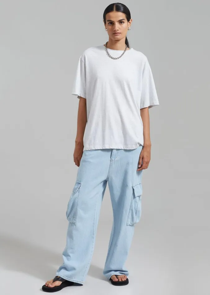 The Frankie Shop Tatum Cargo Jeans 8211 Light Wash Women Denim