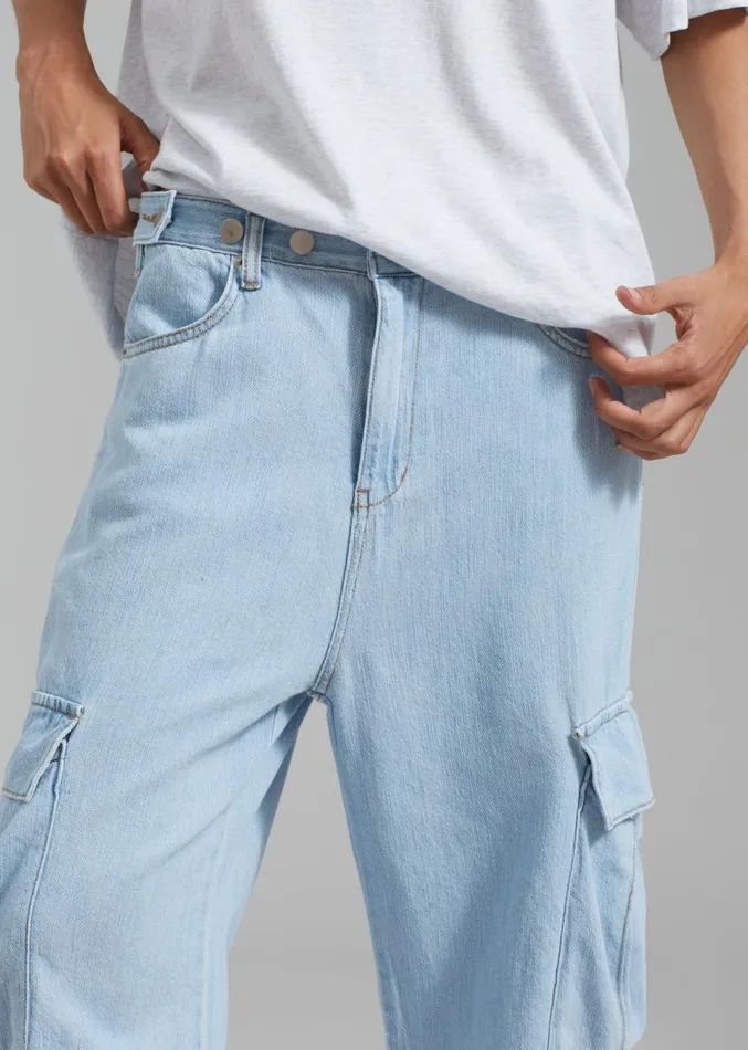 The Frankie Shop Tatum Cargo Jeans 8211 Light Wash Women Denim