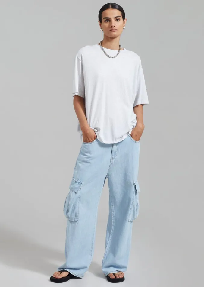 The Frankie Shop Tatum Cargo Jeans 8211 Light Wash Women Denim