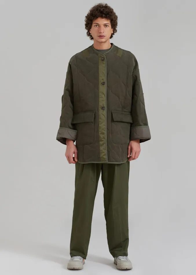 The Frankie Shop Ted Quilted Jacket 8211 Army Green Men Outerwear