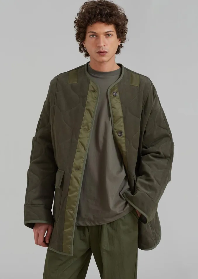 The Frankie Shop Ted Quilted Jacket 8211 Army Green Men Outerwear