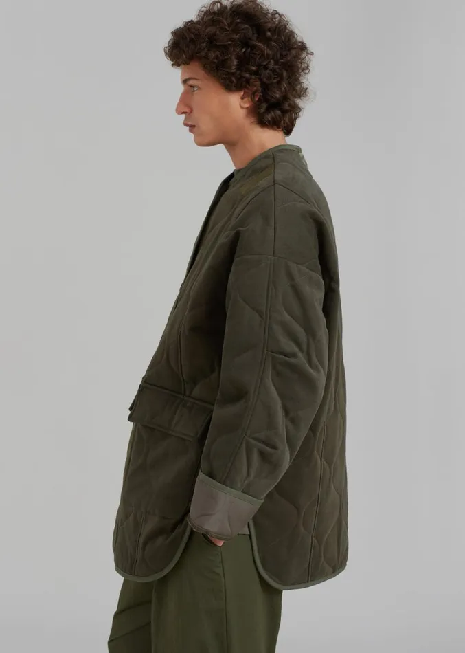 The Frankie Shop Ted Quilted Jacket 8211 Army Green Men Outerwear