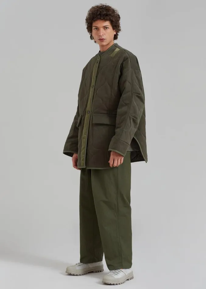 The Frankie Shop Ted Quilted Jacket 8211 Army Green Men Outerwear