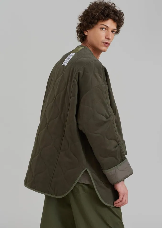 The Frankie Shop Ted Quilted Jacket 8211 Army Green Men Outerwear