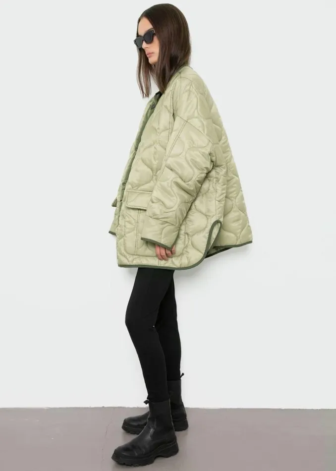 The Frankie Shop Teddy Quilted Jacket 8211 Moss Green Women Outerwear