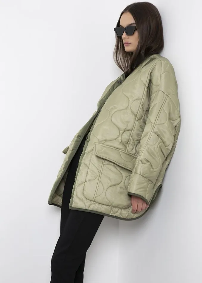 The Frankie Shop Teddy Quilted Jacket 8211 Moss Green Women Outerwear