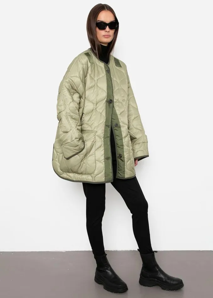 The Frankie Shop Teddy Quilted Jacket 8211 Moss Green Women Outerwear