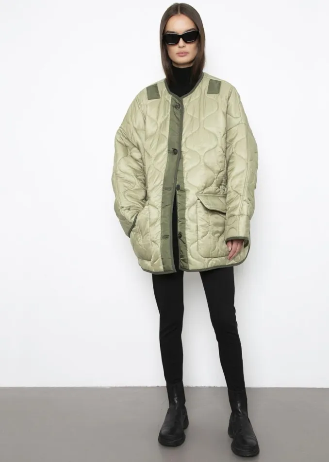 The Frankie Shop Teddy Quilted Jacket 8211 Moss Green Women Outerwear