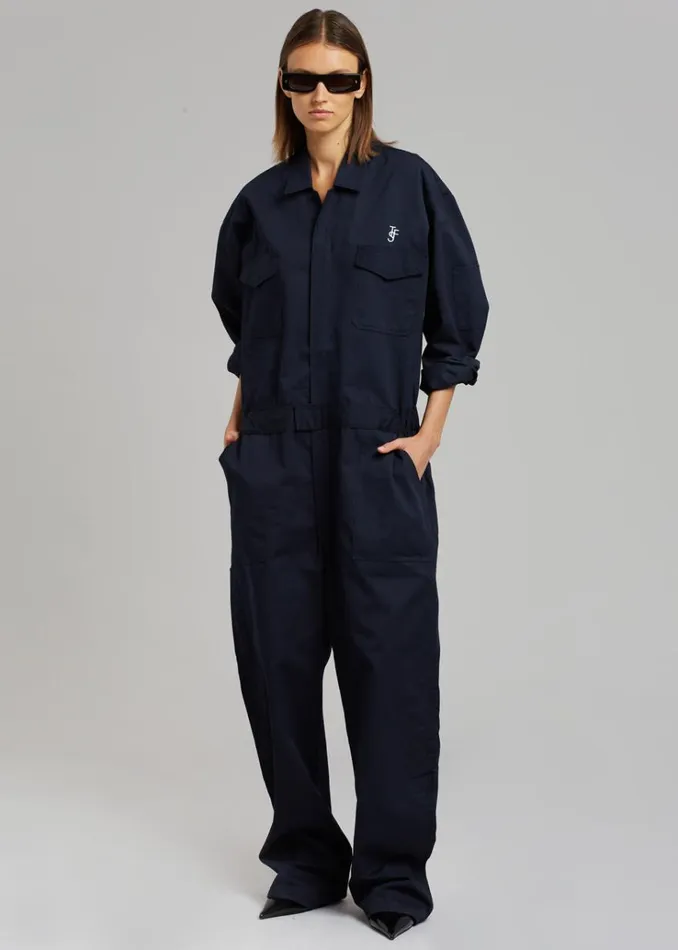 The Frankie Shop TFS Oversized Boiler Suit 8211 Navy WomenMen Jumpsuits