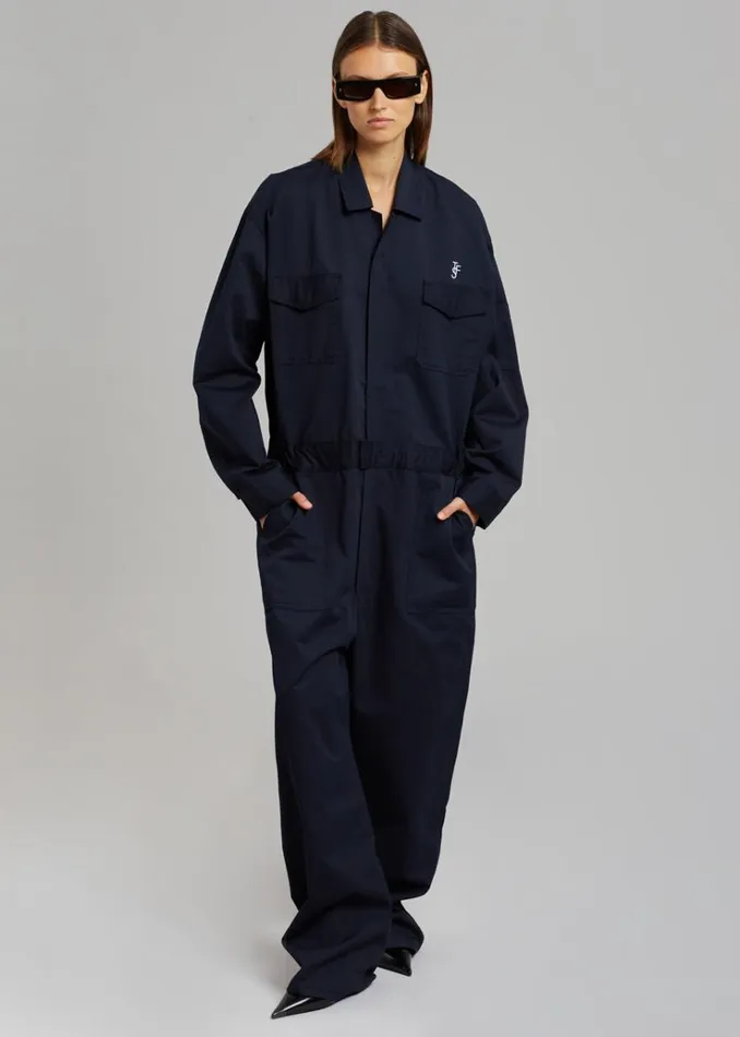 The Frankie Shop TFS Oversized Boiler Suit 8211 Navy WomenMen Jumpsuits
