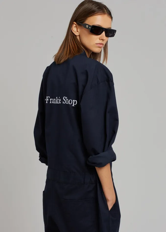 The Frankie Shop TFS Oversized Boiler Suit 8211 Navy WomenMen Jumpsuits
