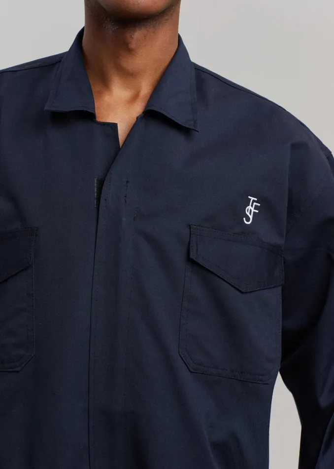 The Frankie Shop TFS Oversized Boiler Suit 8211 Navy WomenMen Jumpsuits