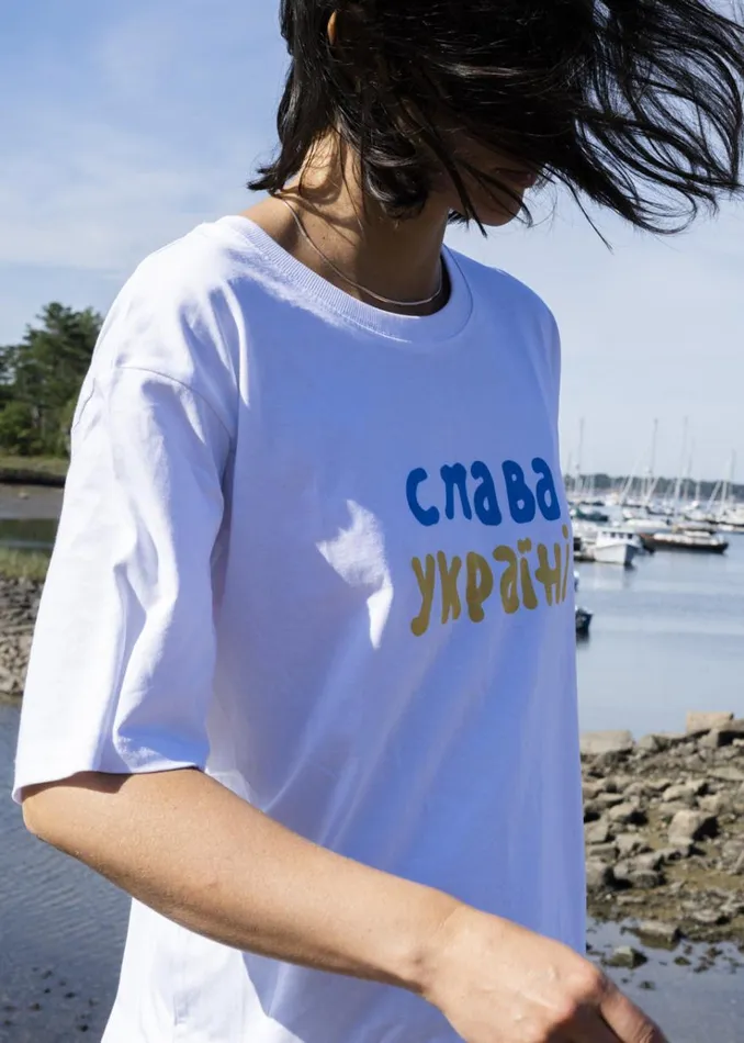 The Frankie Shop The Frankie Shop X Thomas Llu Free TShirt 8211 WhiteMultico WomenMen Tops
