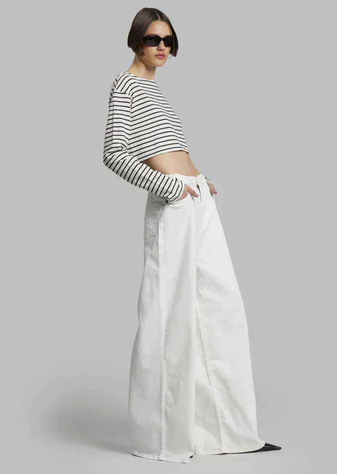 The Frankie Shop Tilla Boatneck Top 8211 Black Stripe Women Clothing