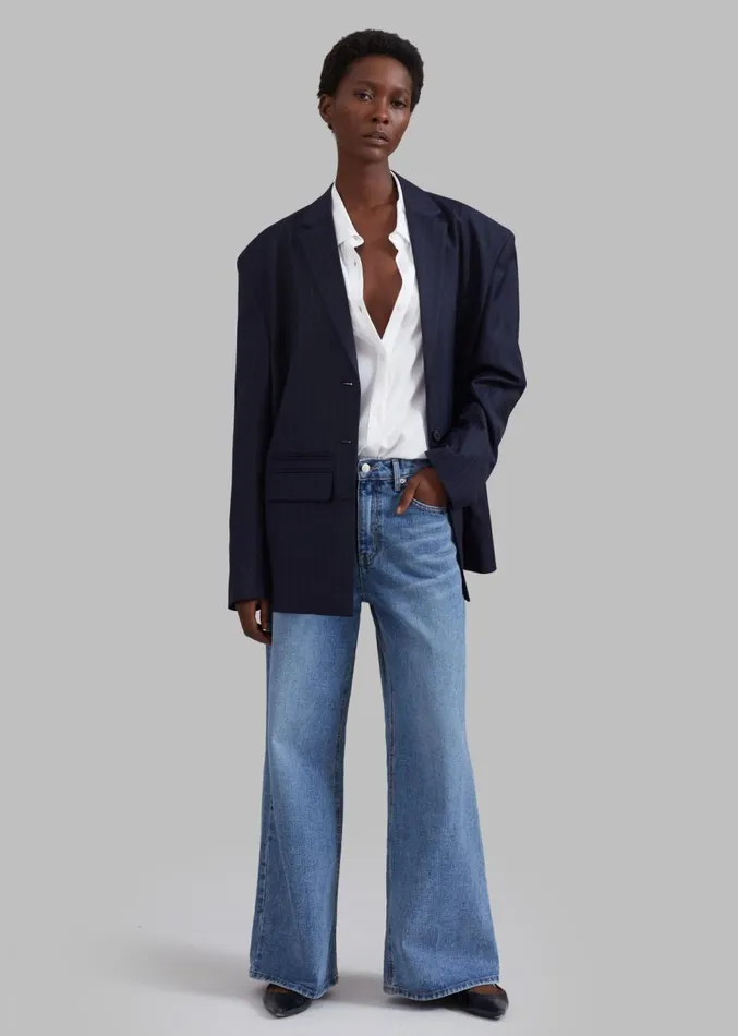 The Frankie Shop Towson Blazer 8211 Navy Pinstripe Women Outerwear