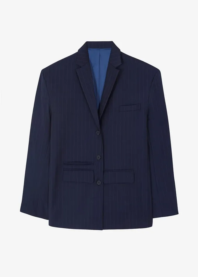 The Frankie Shop Towson Blazer 8211 Navy Pinstripe Women Outerwear