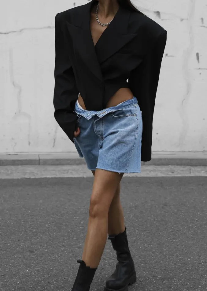 The Frankie Shop Twila Denim Shorts 8211 Worn Wash Women Denim