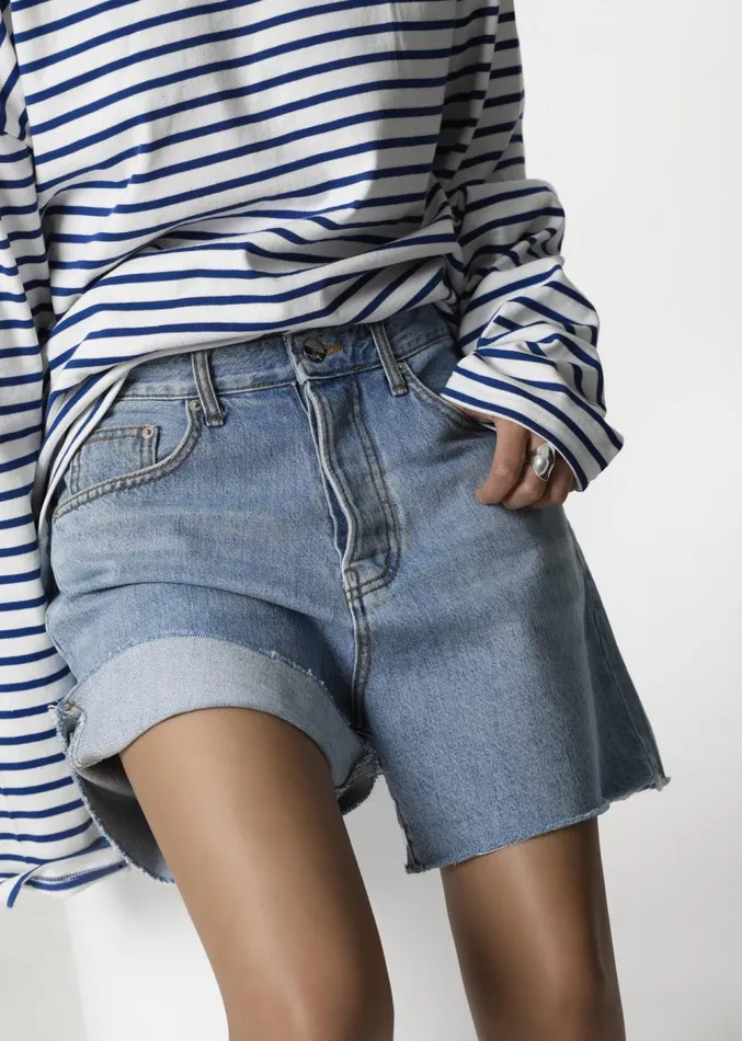 The Frankie Shop Twila Denim Shorts 8211 Worn Wash Women Denim