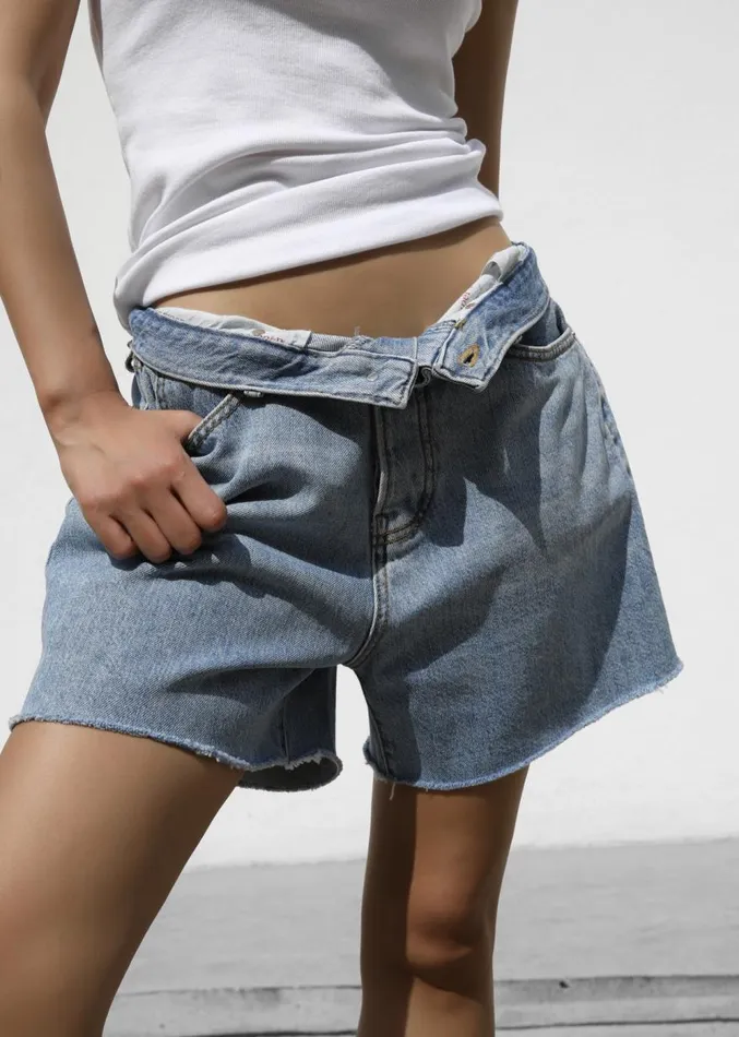 The Frankie Shop Twila Denim Shorts 8211 Worn Wash Women Denim