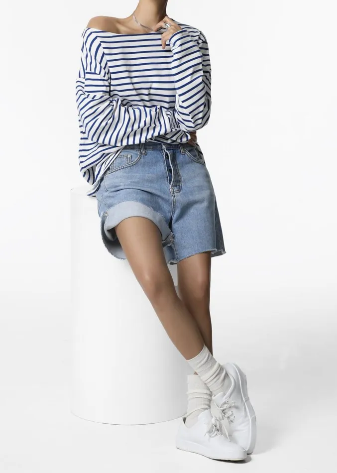 The Frankie Shop Twila Denim Shorts 8211 Worn Wash Women Denim