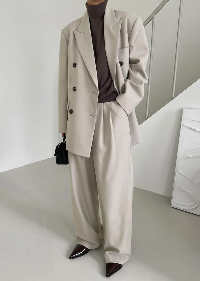 The Frankie Shop Vance Double Breasted Blazer 8211 Beige Women Outerwear