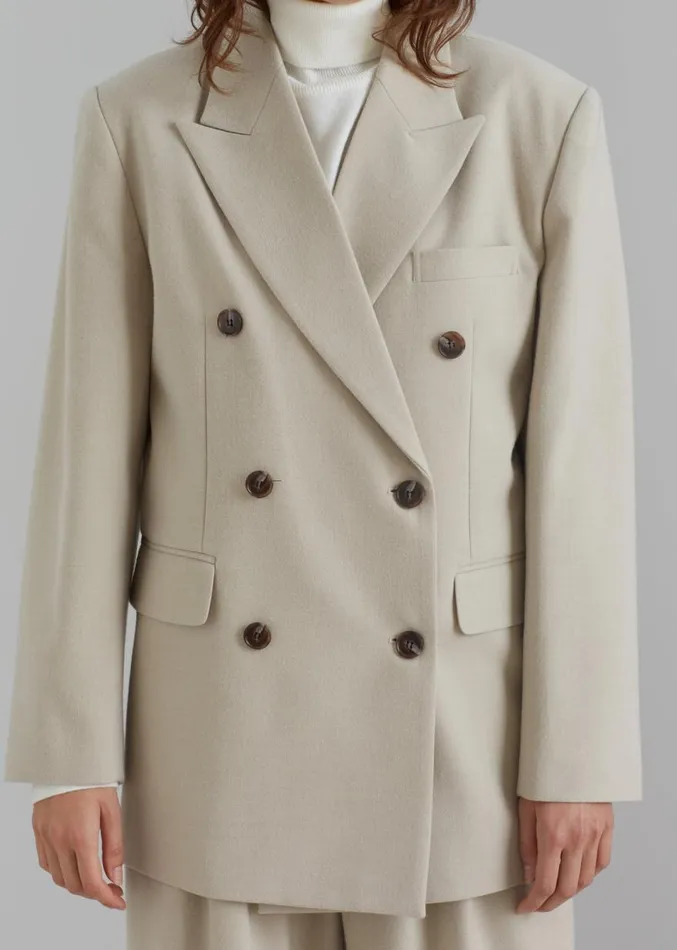 The Frankie Shop Vance Double Breasted Blazer 8211 Beige Women Outerwear