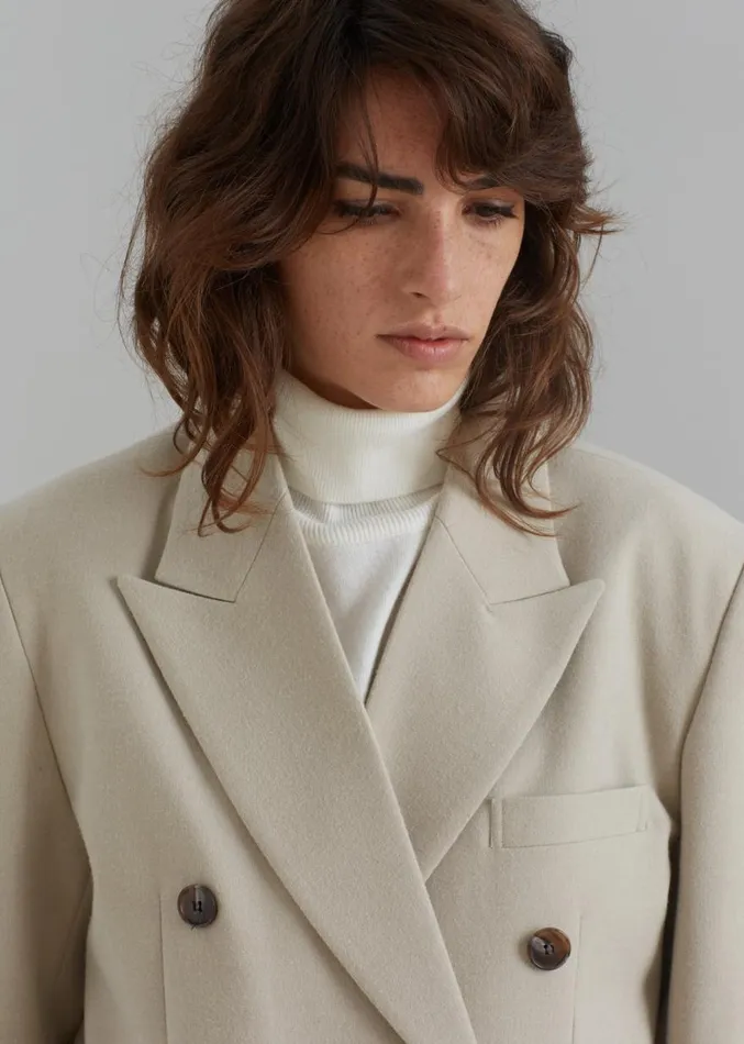 The Frankie Shop Vance Double Breasted Blazer 8211 Beige Women Outerwear
