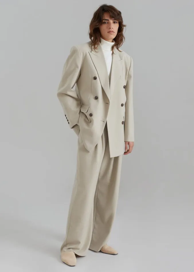 The Frankie Shop Vance Double Breasted Blazer 8211 Beige Women Outerwear