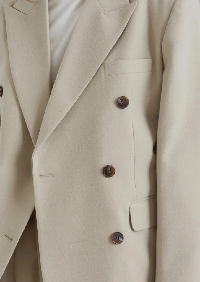The Frankie Shop Vance Double Breasted Blazer 8211 Beige Women Outerwear