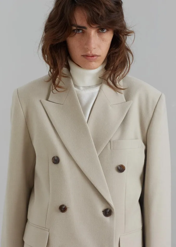 The Frankie Shop Vance Double Breasted Blazer 8211 Beige Women Outerwear